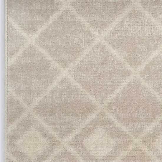 6' Beige Geometric Power Loom Runner Rug Photo 4