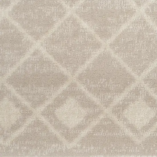 6' Beige Geometric Power Loom Runner Rug Photo 7