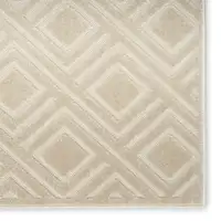 Photo of 6' Beige Geometric Runner Rug