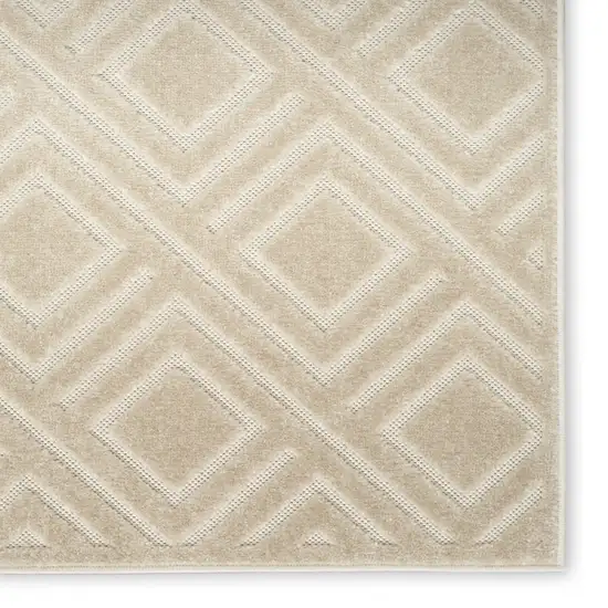 6' Beige Geometric Runner Rug Photo 3