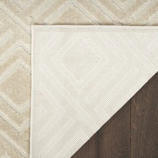 6' Beige Geometric Runner Rug Photo 7