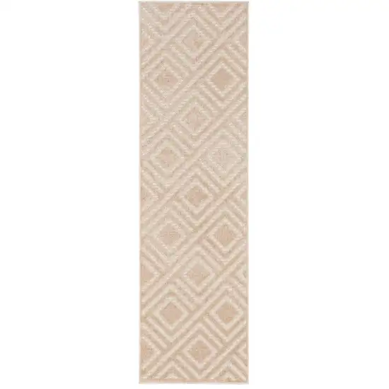 6' Beige Geometric Runner Rug Photo 1