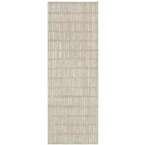 Photo of 6' Beige Geometric Runner Rug