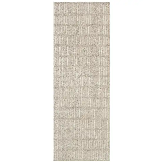 6' Beige Geometric Runner Rug Photo 1