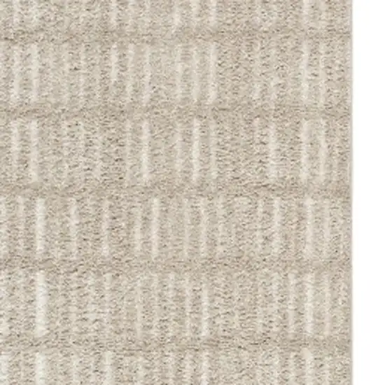 6' Beige Geometric Runner Rug Photo 6