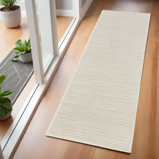 6' Beige Geometric Runner Rug Photo 2