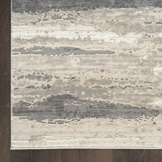 8' Beige Ivory and Gray Abstract Non Skid Runner Rug Photo 4