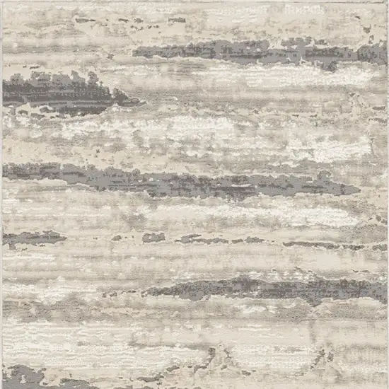 8' Beige Ivory and Gray Abstract Non Skid Runner Rug Photo 7