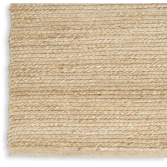 10' Beige Jute Hand Woven Runner Rug Photo 7