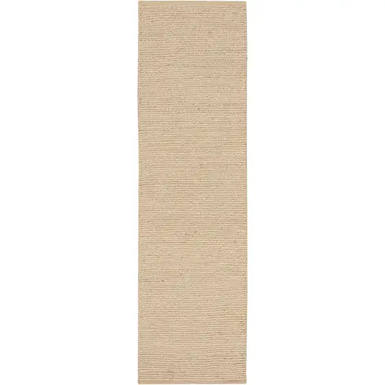 10' Beige Jute Hand Woven Runner Rug Photo 2