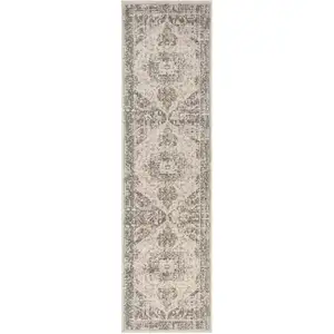 Photo of 10' Beige Medallion Power Loom Runner Rug