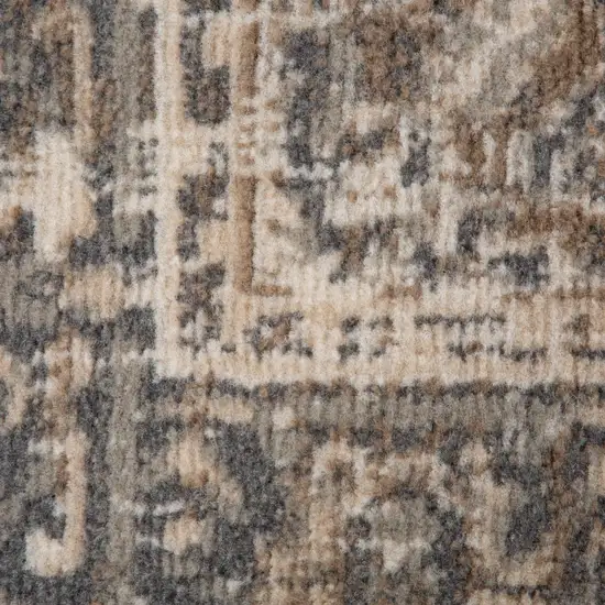 10' Beige Medallion Power Loom Runner Rug Photo 7