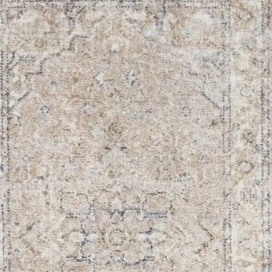 10' Beige Oriental Power Loom Washable Runner Rug Photo 7