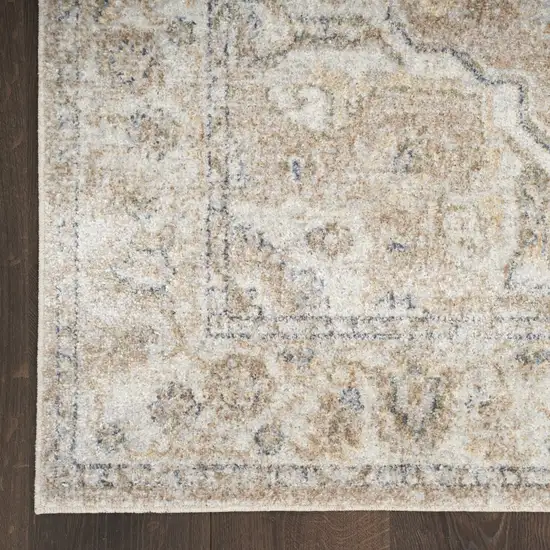 10' Beige Oriental Power Loom Washable Runner Rug Photo 3