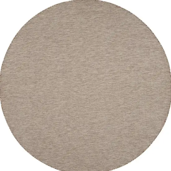 8' Beige Round Power Loom Area Rug Photo 5