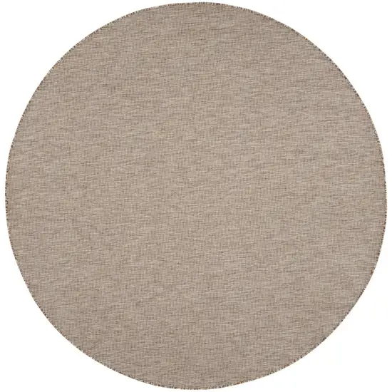 8' Beige Round Power Loom Area Rug Photo 1