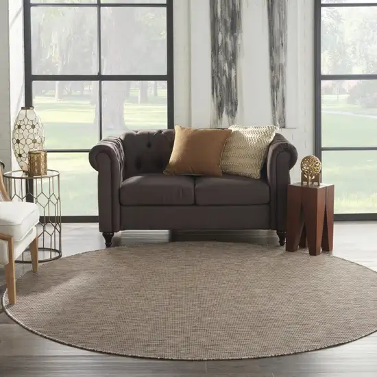 8' Beige Round Power Loom Area Rug Photo 6