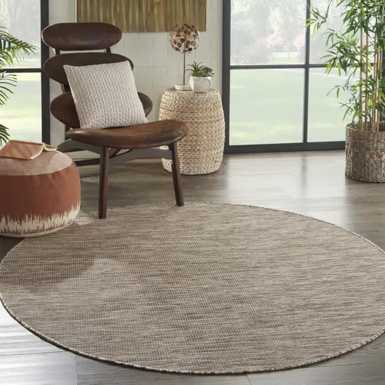 6' Beige Round Power Loom Area Rug Photo 5