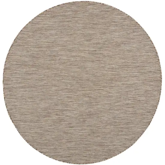 6' Beige Round Power Loom Area Rug Photo 1