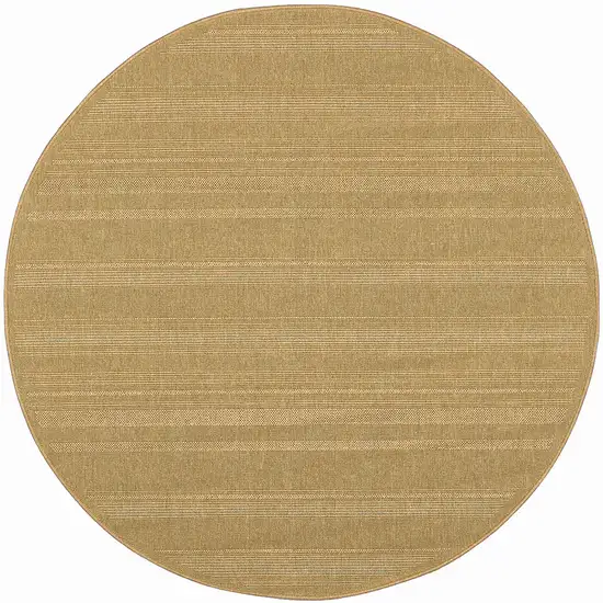 8' Beige Round Stain Resistant Indoor Outdoor Area Rug Photo 2