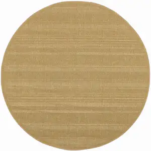 Photo of 8' Beige Round Stain Resistant Indoor Outdoor Area Rug