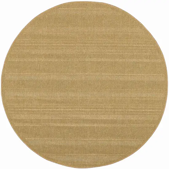 8' Beige Round Stain Resistant Indoor Outdoor Area Rug Photo 1