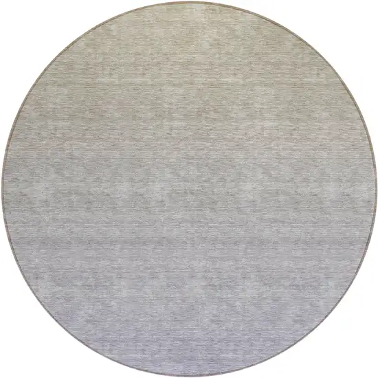 8' Beige Tan And Blue Round Ombre Washable Indoor Outdoor Area Rug Photo 2