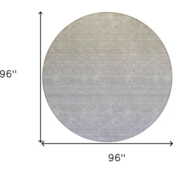 8' Beige Tan And Blue Round Ombre Washable Indoor Outdoor Area Rug Photo 3