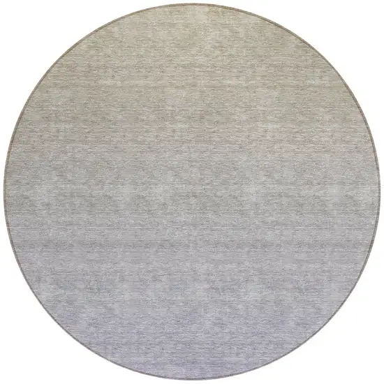 8' Beige Tan And Blue Round Ombre Washable Indoor Outdoor Area Rug Photo 4