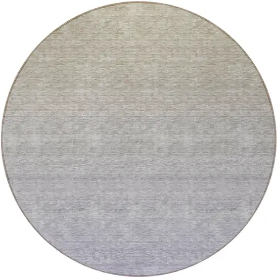 8' Beige Tan And Blue Round Ombre Washable Indoor Outdoor Area Rug Photo 5