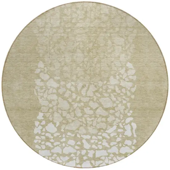 8' Beige Tan And Taupe Round Abstract Washable Indoor Outdoor Area Rug Photo 2