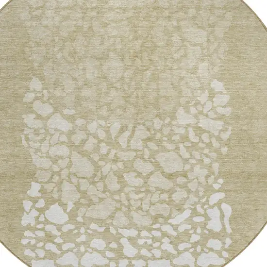 8' Beige Tan And Taupe Round Abstract Washable Indoor Outdoor Area Rug Photo 5