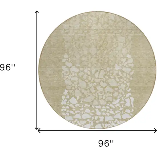 8' Beige Tan And Taupe Round Abstract Washable Indoor Outdoor Area Rug Photo 8