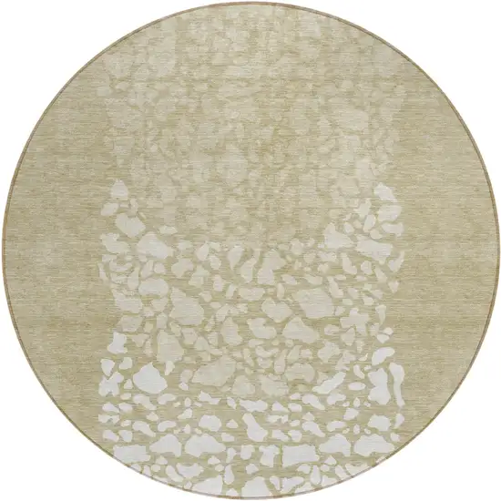 8' Beige Tan And Taupe Round Abstract Washable Indoor Outdoor Area Rug Photo 1