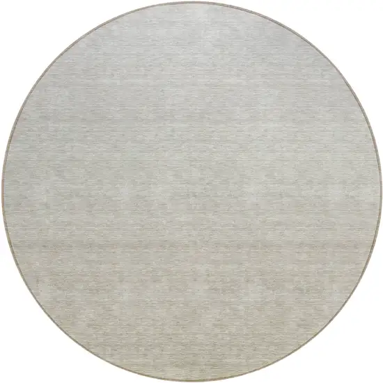 8' Beige Tan And Taupe Round Ombre Washable Indoor Outdoor Area Rug Photo 2