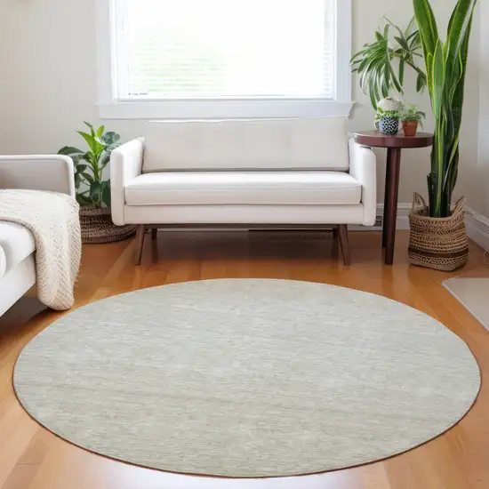 8' Beige Tan And Taupe Round Ombre Washable Indoor Outdoor Area Rug Photo 7