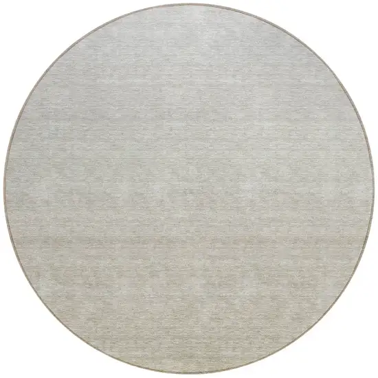 8' Beige Tan And Taupe Round Ombre Washable Indoor Outdoor Area Rug Photo 5