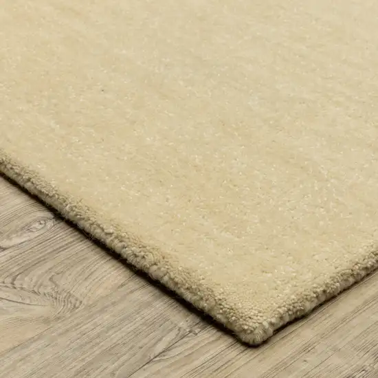 8' Beige Wool Hand Tufted Runner Rug Photo 8