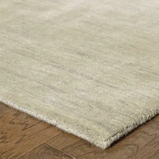 8' Beige Wool Hand Tufted Runner Rug Photo 8