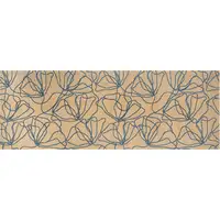 Photo of 6' Beige and Blue Floral Washable Runner Rug With UV Protection