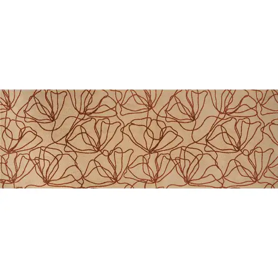 6' Beige and Bronze Floral Washable Area Rug With UV Protection Photo 2