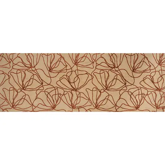 6' Beige and Bronze Floral Washable Non Skid Area Rug With UV Protection Photo 4