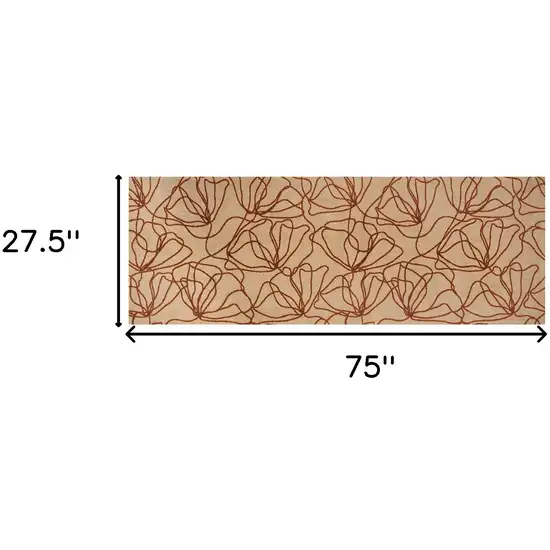 6' Beige and Bronze Floral Washable Non Skid Area Rug With UV Protection Photo 3