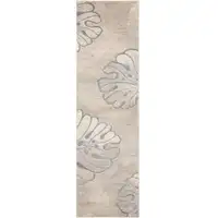 Photo of 8' Beige and Gray Floral Non Skid Runner Rug