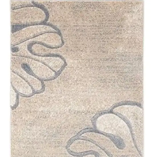 8' Beige and Gray Floral Non Skid Runner Rug Photo 5