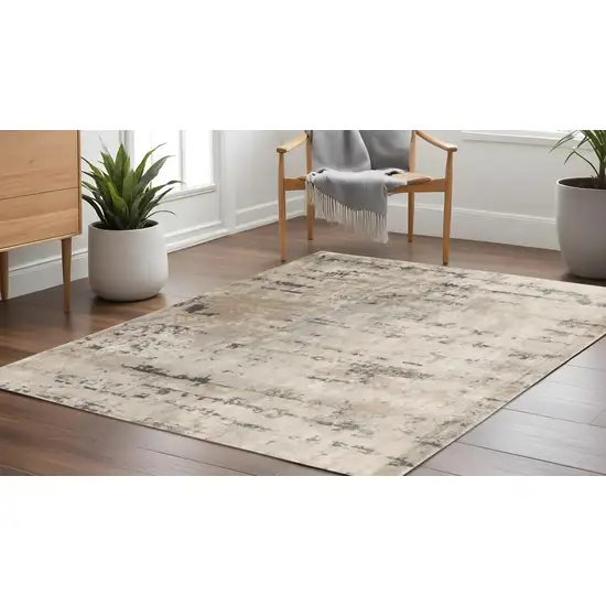 10' Beige and Gray Square Abstract Power Loom Area Rug Photo 1