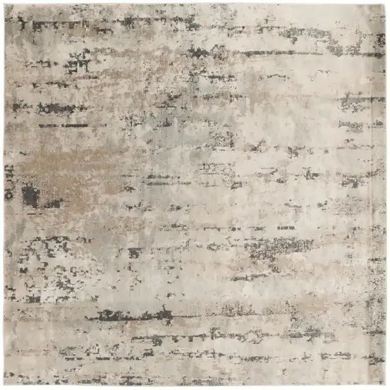 10' Beige and Gray Square Abstract Power Loom Area Rug Photo 2