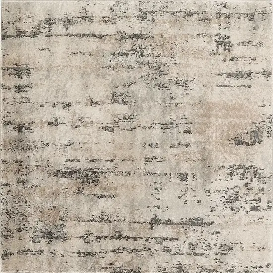 4' Beige and Gray Square Abstract Power Loom Area Rug Photo 8