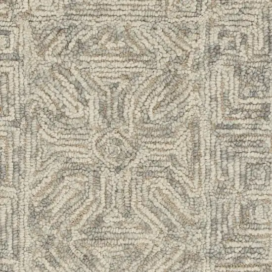 8' Beige and Gray Wool Abstract Geometric Runner Rug Photo 6