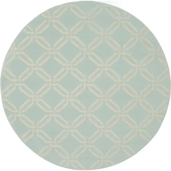 5' Beige and Green Trellis Round Rug Photo 2